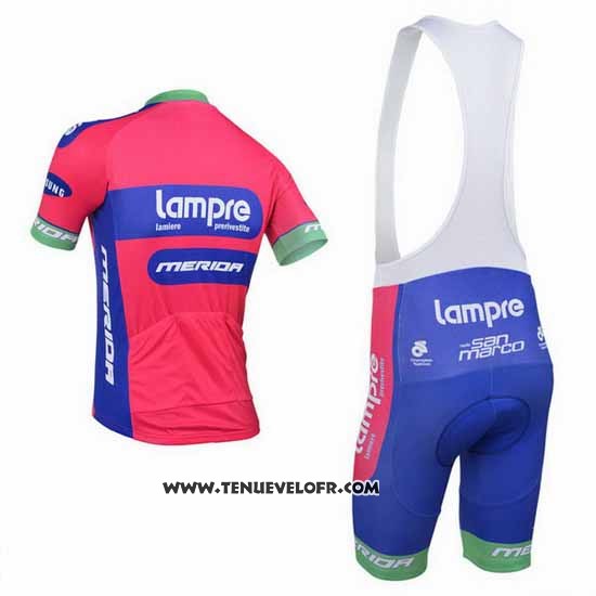 2013 Maillot Ciclismo Lampre Merida Rose et Azur Manches Courtes et Cuissard
